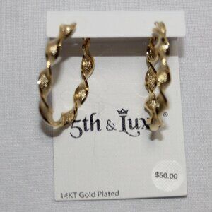 NWT 5th & Luxe 14kt Gold Plated Hoops